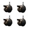 Service Caster 2'' Antique Metal Hood Twin Caster Locking Nylon Wheel 3/8 Thread Stem, 4PK SCC-TS02S50D-NYS-WA-B-381634-4 - alternate 1